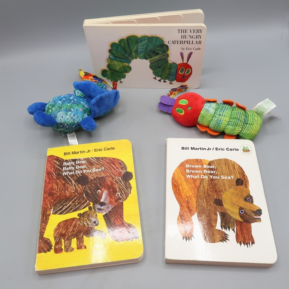 Eric Carle Brown Bear Hungry Caterpillar Baby Toys Soft Book Rattle Hanging Lot